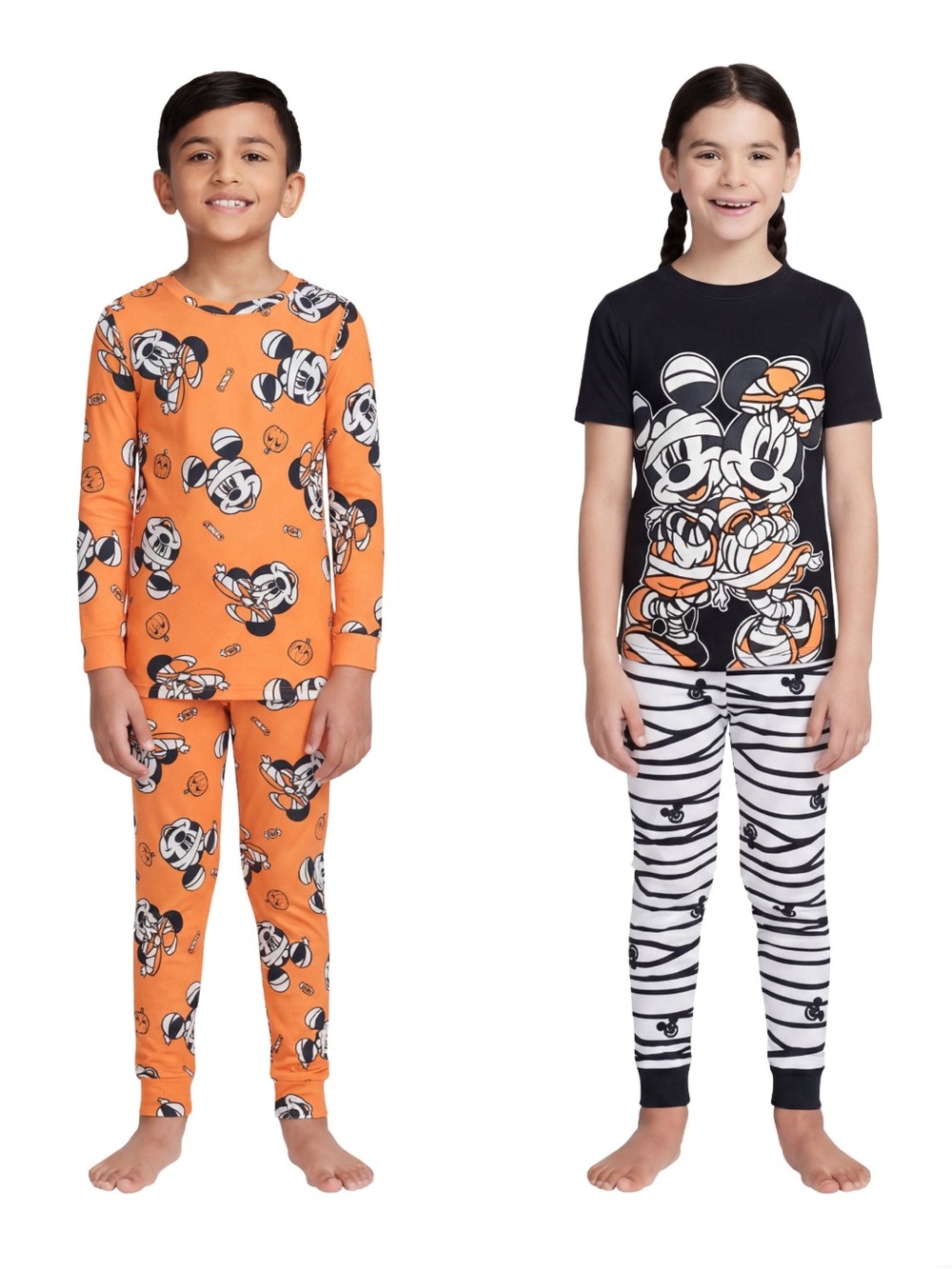 Character Kids 4-Piece Halloween Pajama Set Girls Boys Size 3T 7 Minnie Mickey